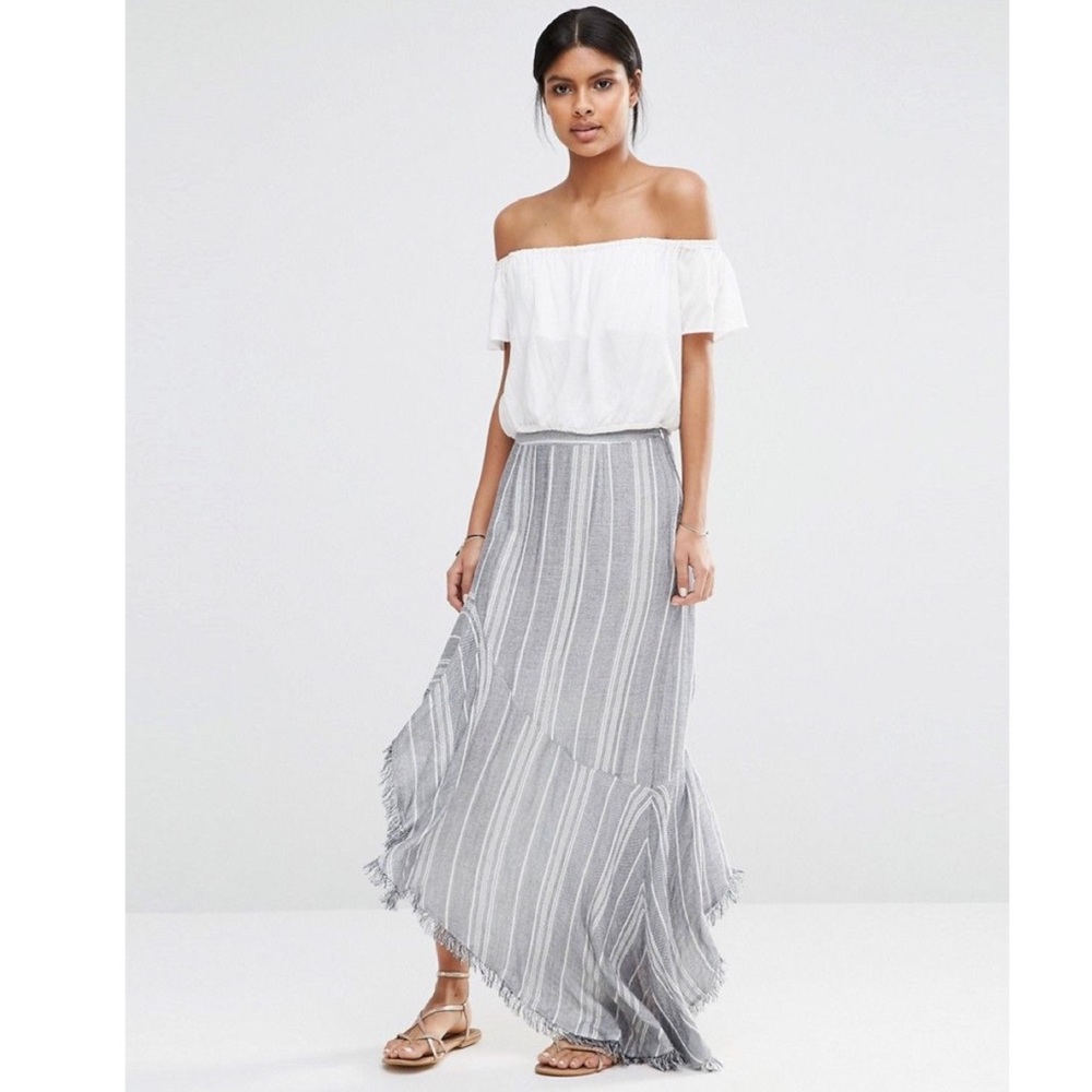 NWT Jetset Diaries Las Rayas Maxi Skirt Blue White Stripe L